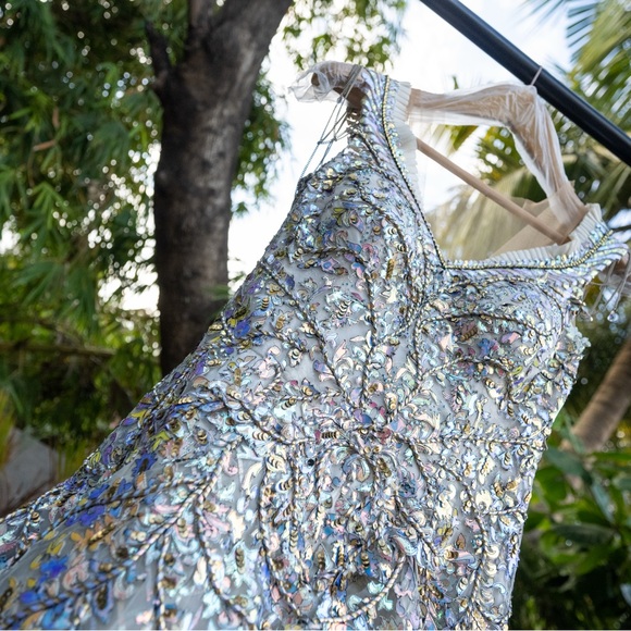 Stunning White and Silver Embellished Wedding Dress - Picture 9 of 12